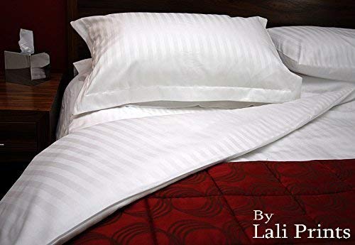 Lali Prints Luxury Premium 200 TC Cotton Bedsheet with 2 Pillow Covers - King Size, White