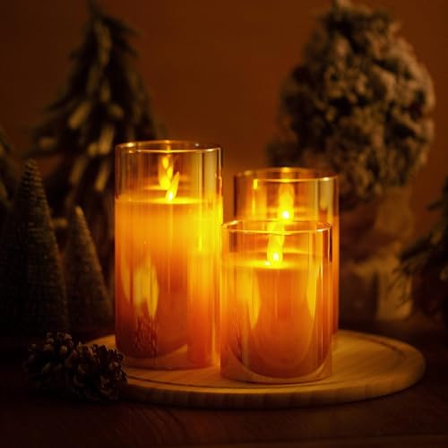 The Decor Affair Set of 3 Battery-Powered Flameless Candles with Remote Timer, Genuine Wax Craftsmanship, and Captivating Dancing Faux Wick - Elevate Your Home and Wedding Decor with Distinctive Charm