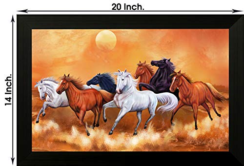 1 Art of Creations Vastu Seven Running Horses UV Textured Framed Digital Reprint 14 inch x 20 inch Painting BANFH6784