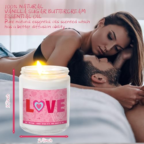 Threlaco 4 Pcs Romantic Gifts for Her, Valentines Day Gifts for Her, Happy Birthday Gifts for Women, Sandalwood, Rose, Lavender, Cream Vanilla Soy Love Candle for Mom Girlfriend Wife, 7 oz