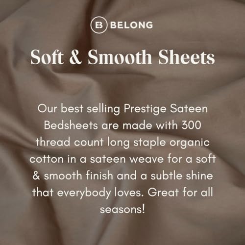 Belong 100% Organic Cotton 300 TC Queen/Double Size Premium Bedsheet with 2 Pillow Covers, Plain Bedsheet 94'' X 104" inch (Brown)