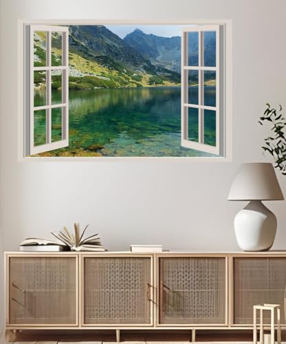 JVERF - JZZA28342 Slovakia Mountains Lake Tatras| Self-Adhesive Open Window Wall Sticker