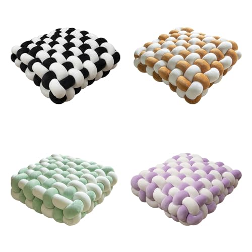 CALANDIS® Knot Pillow Household for Boys Girls Handmade Braided Knit Plush Pillow White and Black | 1 Knot Pillow