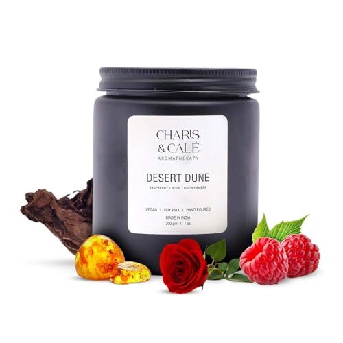 Charis & Cale Desert Dune Candle Jar - 200 Gm | Smokeless, Soot-Free & Non-Toxic Candles for Home Decor & Aromatherapy | Long Burning Time of 30+ Hours | Best for Gifting & Meditation