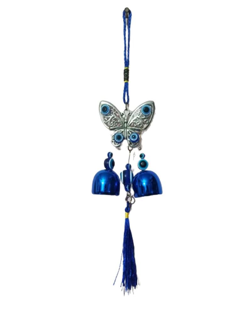 VR Creatives Steel and Metal Evil Eye Hanging with Butterfly for Protection, Good Luck Charm Wind Chimes and Prosperity at Office and Home