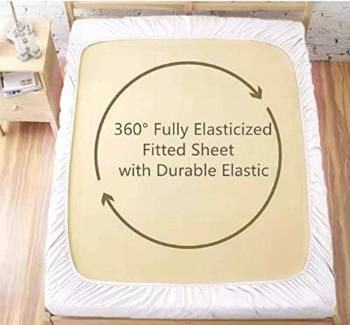 Sweet Dream's 850 Collection Egyptian Cotton Fitted Bedsheet 4 to 12 Inch Matress 15" Drop Doube Bed (48x75) Inches (4 by 6.3) Feet + 2 Pillow Covers (18x28), Emerald Green