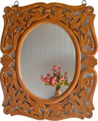 VAS Collection MDF Mirror Frame for Wall Decor,Bedroom,Living Room,Bathroom & Hallway,24"x18" (Light Brown)