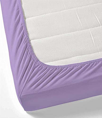 Luxurious & Super Soft 5 Piece Bedsheet Set- 100% Cotton Hotel Luxury Bedding- Flat Sheet, Fitted Sheet, Zipper Duvet Cover & 2 Pillow Cover- 400TC Bedding Set-Lavender Solid Double Size