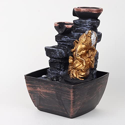 SPLICE Lord Ganesha Resine Tabletop Water Fountain Showpiece for Home & Office Decor