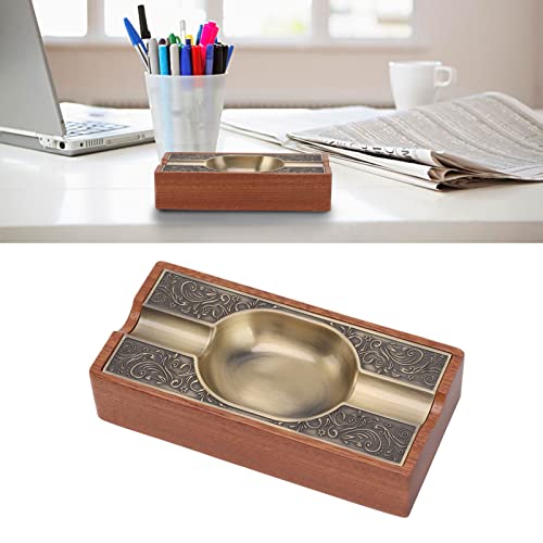 Cigar Ashtray, Portable Easy To Clean Light Luxury Outdoor Cigar Ashtray for Patio (Bronze Plating)