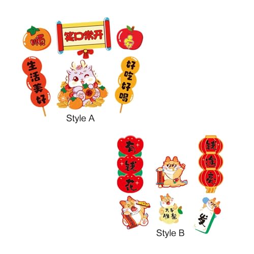 ATORSE® 6 Pieces Chinese New Year Refrigerator Magnets for Home Door Spring Festival Style A