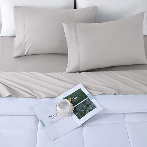 SONORO KATE 1000 Thread Count Bed Sheet Set 100% Egyptian Cotton Queen Size Sheet,Very Soft & Silky Sateen Weave Sheets,Luxury Hotel Fits Mattress Up to 16-20 inches Deep Pocket (Queen, Grey)