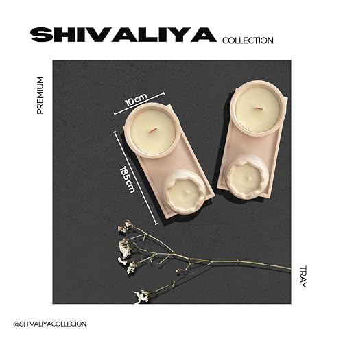 Shivaliya Collection High-Strength Concrete Cylinder and Egg Shape Candle Jar with Scent and Rectangle Tray | Scented Candle | Home Decor Item Gifts (Combo, Black) (Earthy)