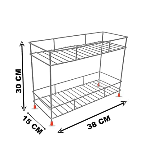 Cri8Hub Multifunctional Heavy Storage Rack Kitchen Rack Under Cabinet Storage Shelf Basket Wire Rack Organizer Storage, Tiered Shelf