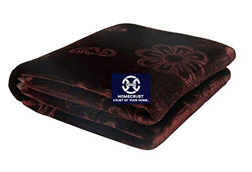 HOMECRUST JMH Blankets Solid Colour Ultra Soft Floral Single Bed Mink Winter Blanket 152x220 cms Polyester (Coffee)