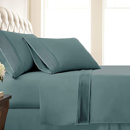 Southshore Fine LinensÃƒÂ‚Ã‚® - 4 Piece - Extra Deep Pocket Pleated Sheet Set, Queen, Steel Blue by Southshore Fine Living, Inc.