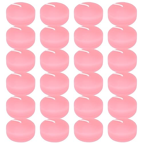 6 Hour 2.0 Inch Pink Floating Candles, Unscented Dripless Pool Water Wax Floating Candles for Cylinder Vases, Centerpieces at Wedding, Party, Pool, Holiday, 24 Packs