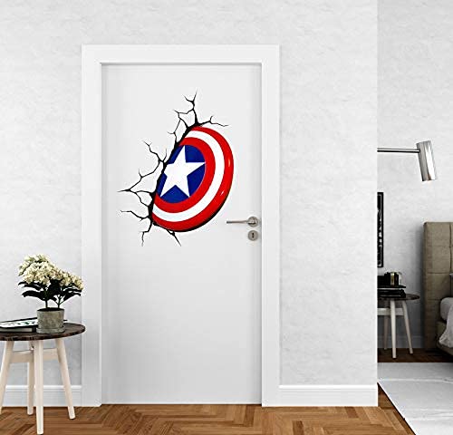 Sticker Cart™ Captain America Shield Door Sticker | Sticker for Living Room, Bedroom, Office (Vinyl, Standard, Multicolour)