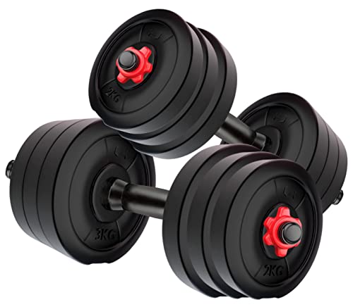 Kore PVC-DM-40KG-COMBO16 (5 kg x 4 + 2 kg x 4 + 3 kg x 4) Adjustable Dumbbells Set, Multicolour, multicolor