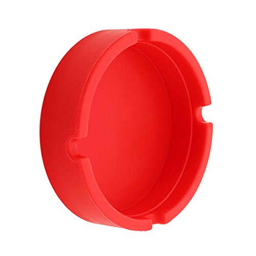 MERISHOPP™ Round Silicone Ashtray Smoking Cigar Holder for Tabletop Office Red