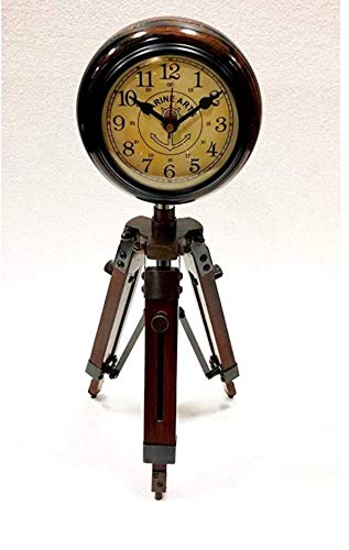 Inaya Art Antique Wooden Tripod Clock Nautical Home and Office Decor