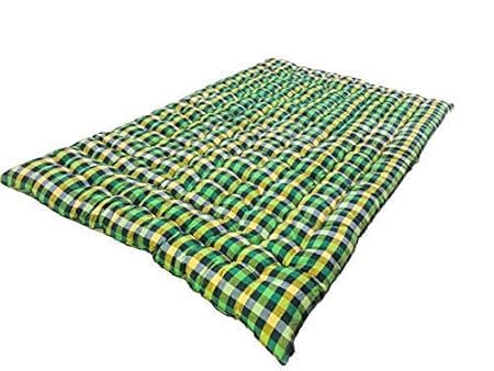 Nawab Handloom Soft Cotton Quilt | Foldable Light Weight Filled Single Firm Mattress| Gadda Multicoloured (2 Sleeping Capacity, 4 x 6 ft or 72 x 48 Inches)