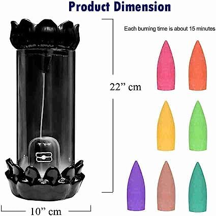 ASTROTALKS® Mahadev Adiyogi Shivling Backflow Incense Burner Shivling Backflow Incense Burner Waterfall Smoke Fountain with Free of 10 Backflow Cones/Dhoop (Glass, 8 Inches) (Transparent)