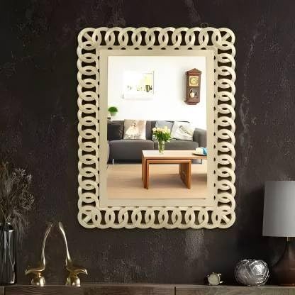 VAS Collection MDF Mirror Frame Fro Wall Decor,Bedroom,Living Room,Bathroom & Hallway(Round Finish: Glossy)