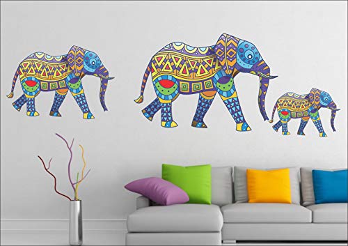 Trendy Set of 2 Wall Stickers Elephant Old Free Bird case Brown Self Adhesive VinylWaterproof Decorative Wall Decals for Home