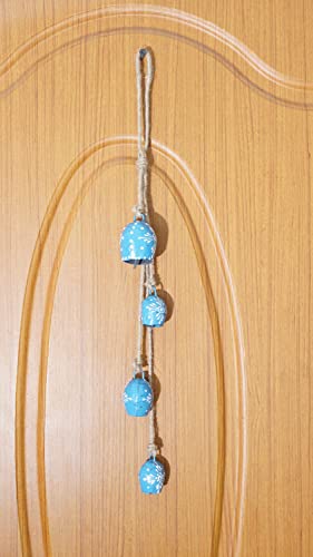 TIKMARC Hand Painted Dome Shaped Metal Iron Decorative Hanging Art String for Vastu and Fengshui (Blue) Multipurpose & Festive Decor