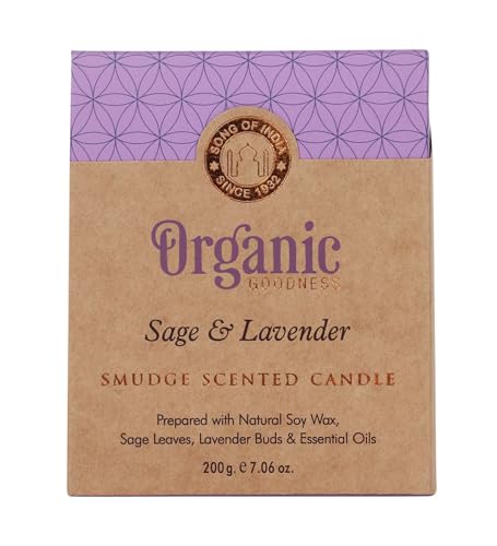 200 g. Sage & Lavender Organic Goodness Smudge Candle in Gold Foil Glass Jar