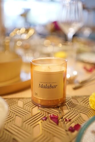 Chann Studio - Scented Soy Wax Candle - Malabar | 100% Soy Wax Handcrafted | Smoke-Free | Blackcurrant & Peach, Thai Lemongrass Fragrance Candles for Home & Gift Sets | Burning time 30hrs