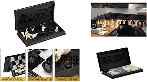 Jambuwala Enterprise™ Magnetic Educational Toys Travel Chess Set with Folding Chess Board for Kids and Adults Black Color (10 Inch)