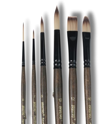 Brustro AquaStrokes Artist Brushes for Watercolour, Gouache, Acrylics and Oil Brush Set of 6