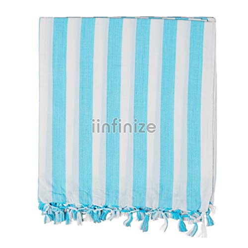 iinfinize Cotton Blanket/Bhagalpur Chaddar Premuim Quality Blanket Single Size Topsheet Light Weight Bedsheet Striped Pattern Chadar (50x90 inches) Set of 2 Daily Use Chadar