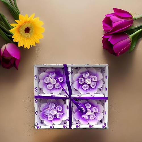 The Decor Affair Radiate Love and Light with These Unique Rose Candle Blossoms - Set of 4 Stunning Multicolour Floating Candles (Purple)