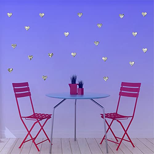 Sticker Hub Acrylic Hearts 3D mirror wall sticker (Silver)