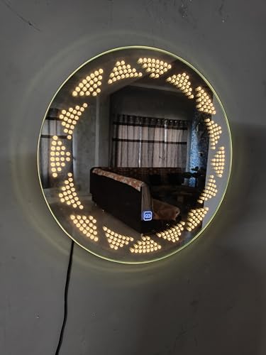 TINITALO Bathroom LED Mirror Home Mirror Wall Mirror with Touch Sensor, 3 Light Effects, Glass, Round LED-18 (30 x 30 Inch)