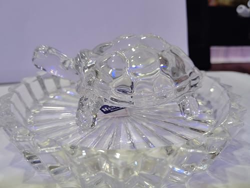 UPHHAR Crystal Glass Ashtray, Decorative Round Shape, Clear, VASTU USE