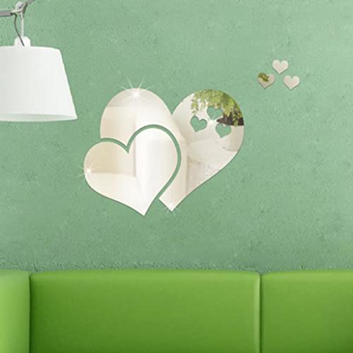 ATORSE® Creative Love Acrylic Vinyl Mural 3D Mirror Wall Stickers Room Decor Silver