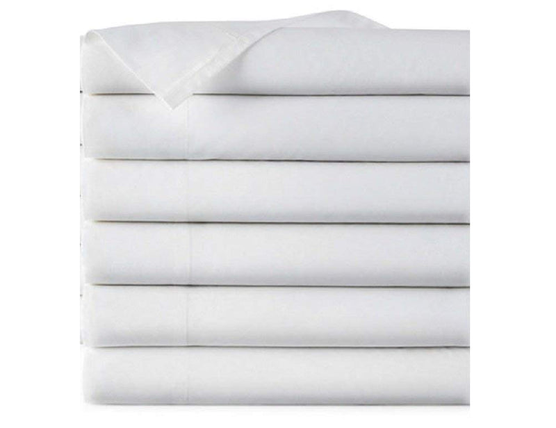 EOM Linens Twin Size Flat Sheets, T180 Thread Count Cotton/Poly, 66x104 in,White, (Pack of 6) Great for Home, Salons, Spas, Hotel, Institutional & Hospital use.