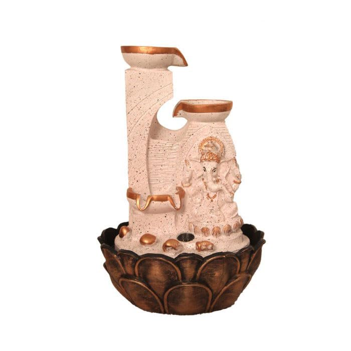 Art N Hub Lord Ganesha Home Decorative Water Fountain Best Home and Office Inauguration Gift Items | Built (27 x 27 x 41 CM | Dotted Pink Copper)