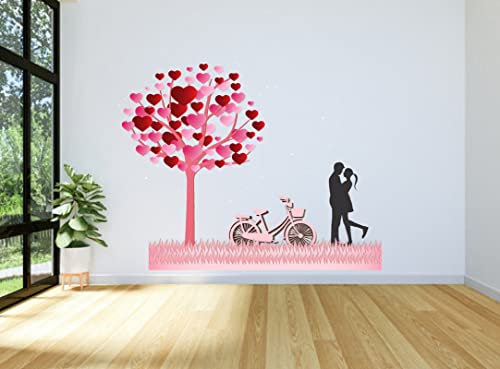 Decoreative Pink Heart cycal Love Couple Sticker