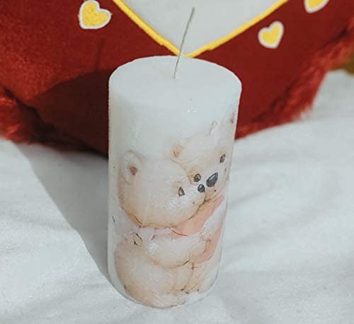 Candle Station || Teddy Bear Pillar Candle Scented || 5.5 inch Height Candle for Gift and Wedding Decor