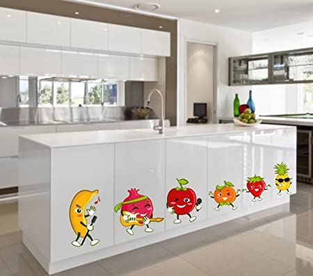 HS Decor ' Fruits Cartoon ' Extra Large Size Wall Sticker (Wall Coverage Area - Height 30 cms X Width 120 cms)(Pack of 1)