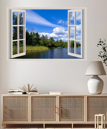 JVERF - JZZA29080 Summer Rivers Grass| Self-Adhesive Open Window Wall Sticker