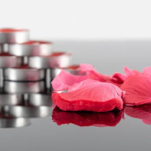 ATORSE® 50Pcs Smokeless Unscented Tealights Candles with 100Pcs Flower Petals Red