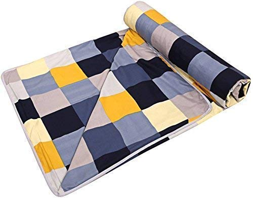 J Shree Microfiber Checked Double Bed Reversible Quilt/AC Blanket/Dohar (Multicolour, Standard Size)