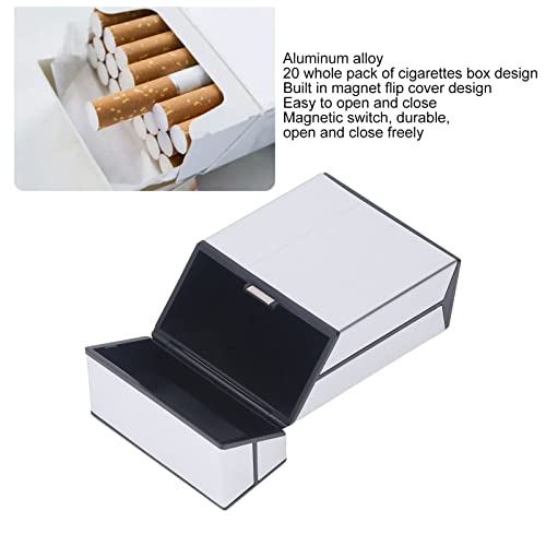 Cigarette Case, Aluminum Alloy Magnetic Cigarette Case Multipurpose 20 Capacity Home (Silver)