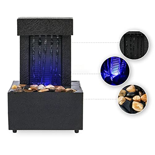 CALANDIS® Desktop Waterfall Fountain Water Flow with Led Zen Meditation Tabletop Decor